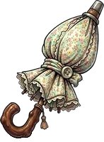 Parapluie de mamie (pas encore obtenu) : Arme improbable, 6 de dégâts, +20 % de parade. Parapluie de mamie
