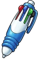 Stylo 4 couleurs (pas encore obtenu) : Petite arme rapide, 6 de dégâts, un effet surprise à chaque coup. Stylo 4 couleurs